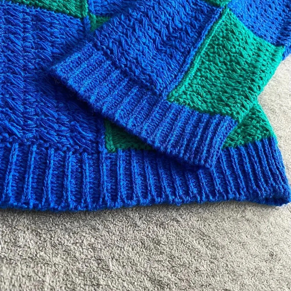 ASOS Design Crewneck Patchwork Sweater Top, Blue/Green 115221652 - Picture 5 of 5